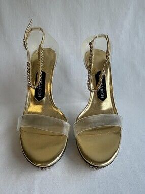 Jessica Rich Shoes Womens Size 41 High Heel Gold Chain Stilettos Sandals